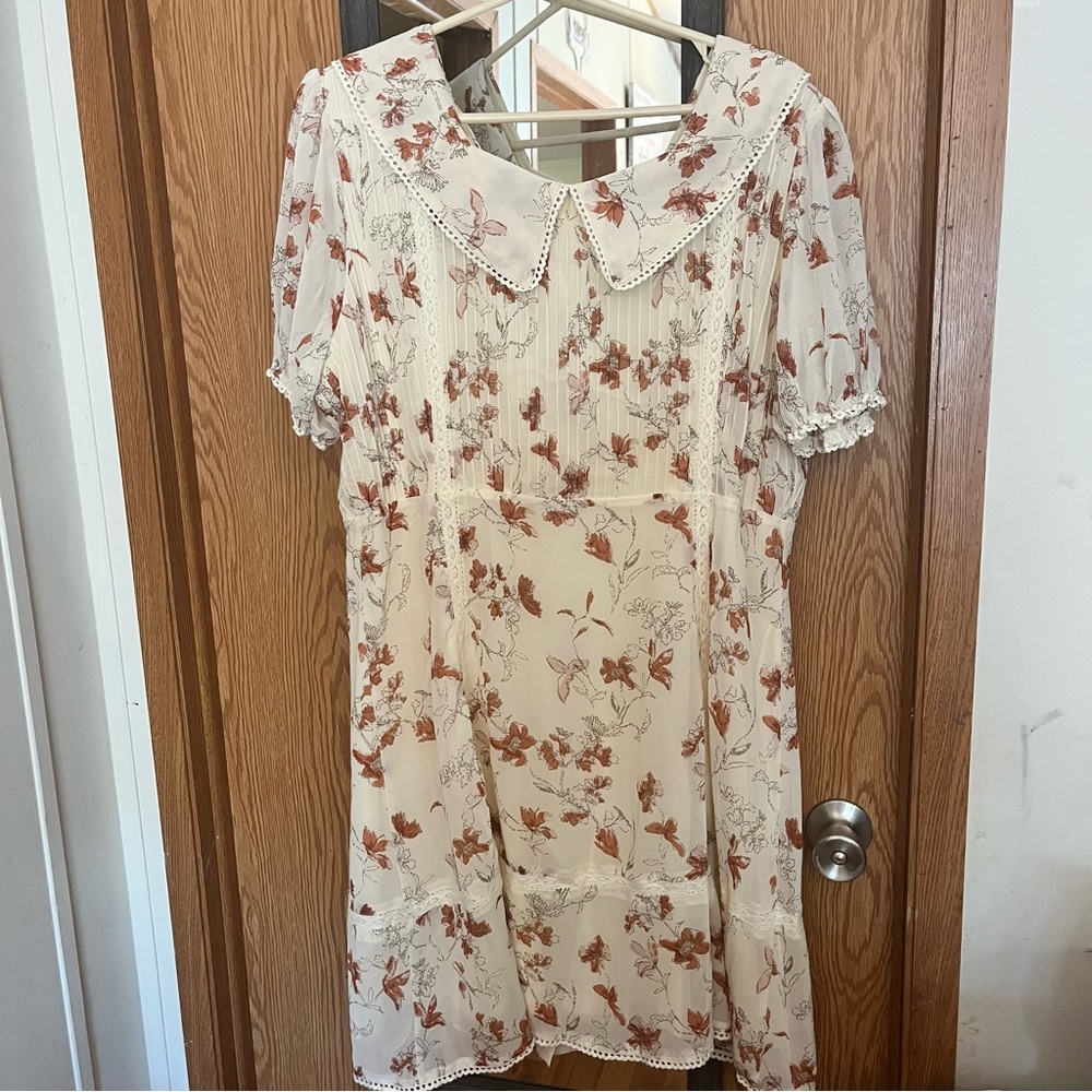 Salt Floral Peter Pan Collar Button-Front Mini Dress Coquette - Picture 2 of 6